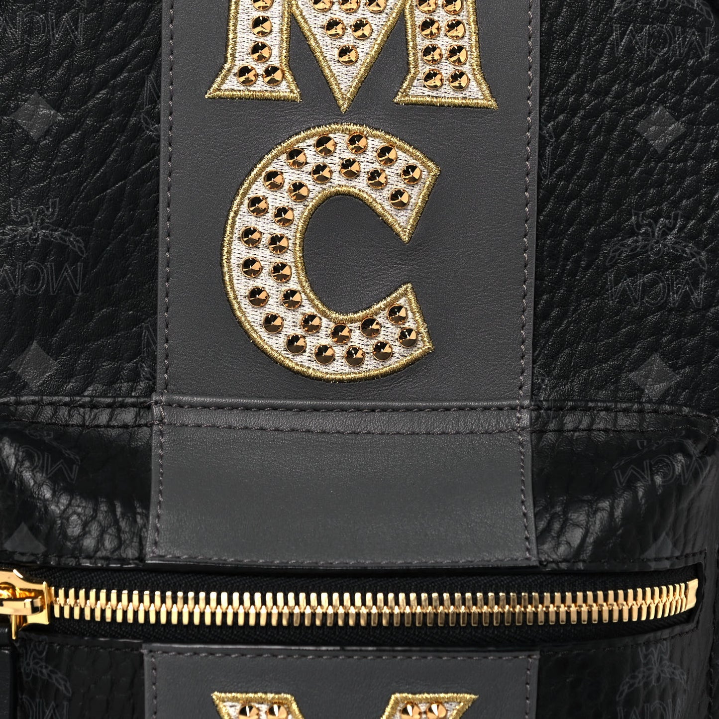 Visetos Studded Small Studded Logo Stripe Backpack Black