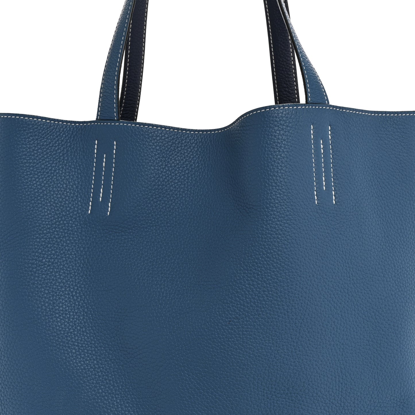 Taurillon Clemence Double Sens 45 Reversible Tote Bleu Izmir Bleu Saphir