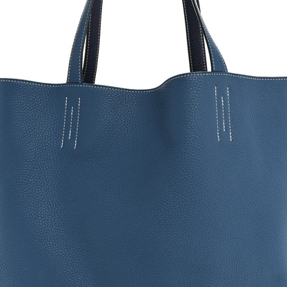 Hermes Taurillon Clemence Double Sens 45 Reversible Tote Bleu Izmir Bleu Saphir 12 of 21