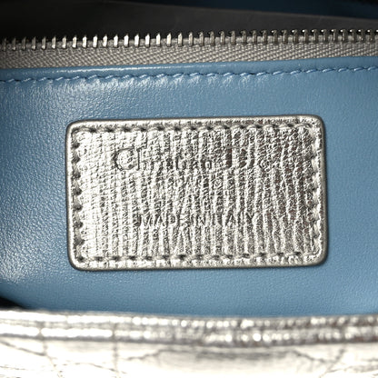 Christian Dior Metallic Grained Calfskin Cannage Small Lucky Badges My Lady Dior Silver 6 of 9