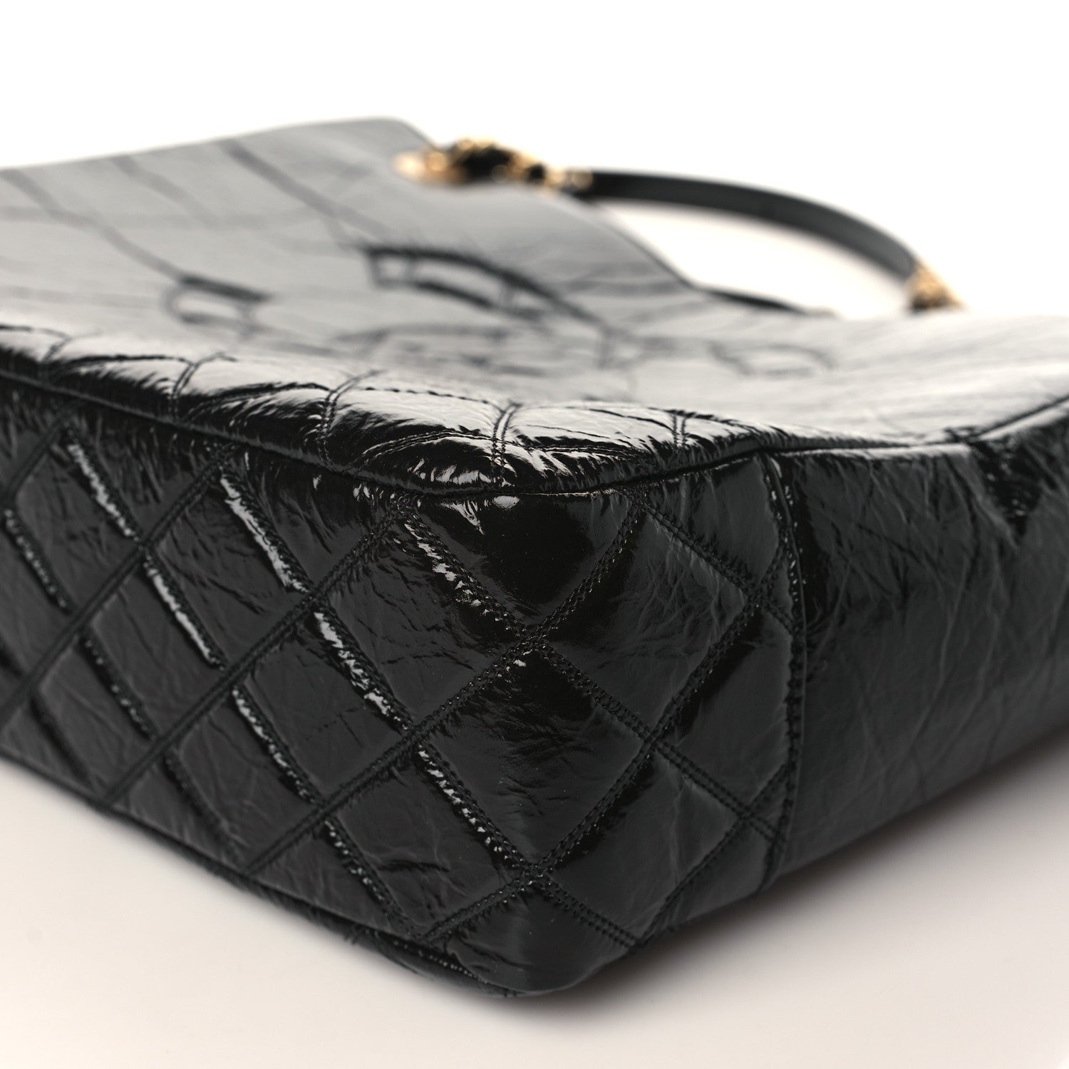 Chanel Shiny Aged Calfskin Quilted Large Shopping Bag Black 9 of 10