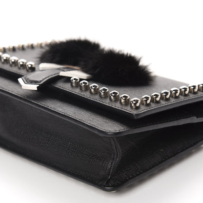 Fendi Vitello Elite Mink Fur Studded Karlito Tube Wallet on Chain Black 7 of 10