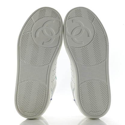 Chanel Calfskin Womens Logo Sneakers 36.5 White Blue 5 of 8