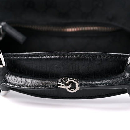 Gucci Monogram Medium Horsebit Chain Hobo Black 14 of 17