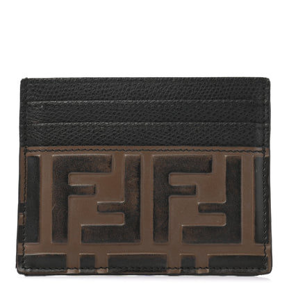 Fendi Vitello Cruise Bi-Color FF 1974 Embossed Card Holder Maya Black 1 of 8