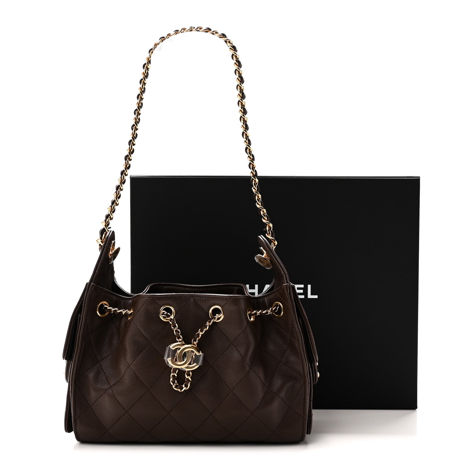 Chanel Caviar Quilted Mini Chanel 25 Handbag Brown 11 of 11