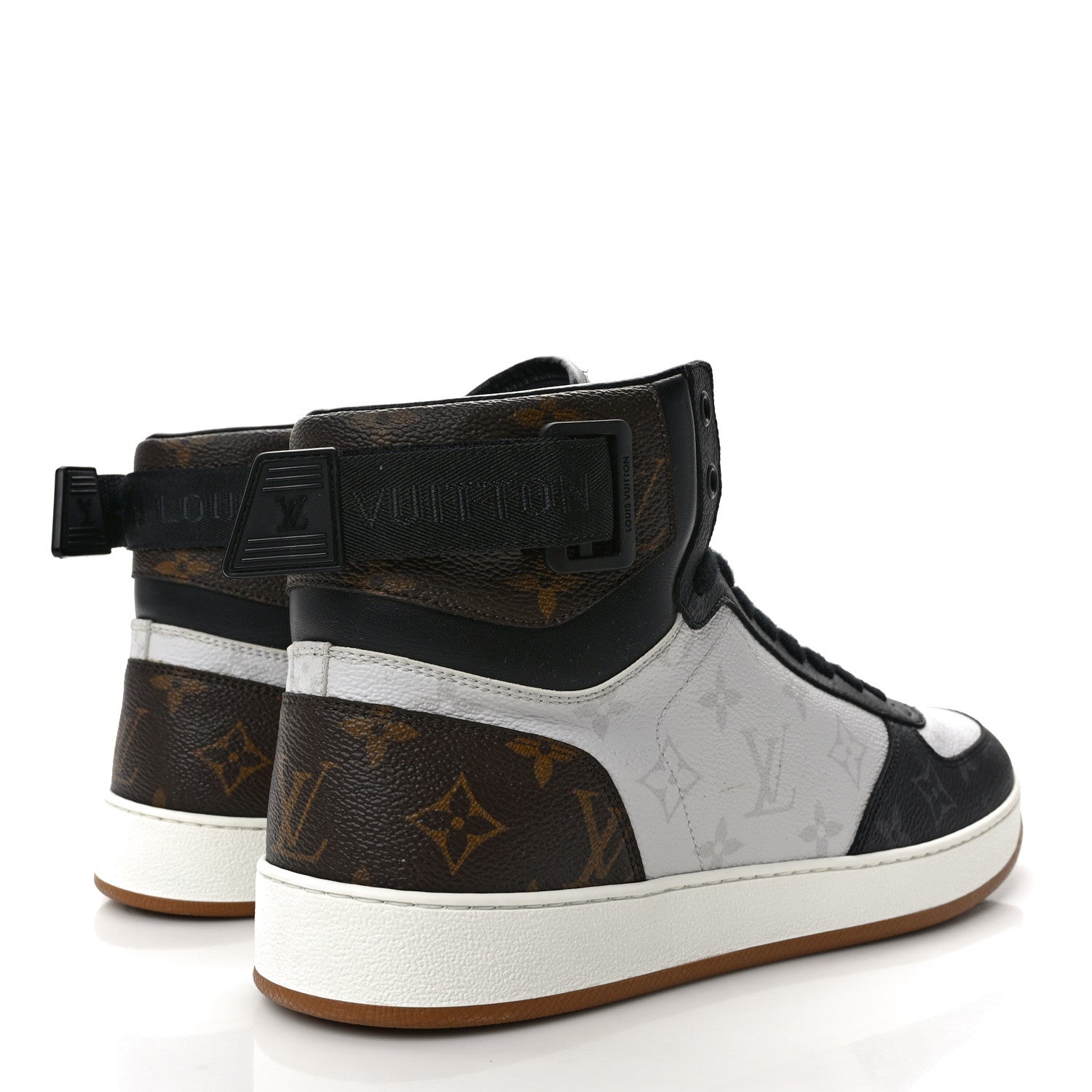 Louis Vuitton Calfskin Monogram Mens Rivoli High Top Sneakers 9.5 Black 4 of 9