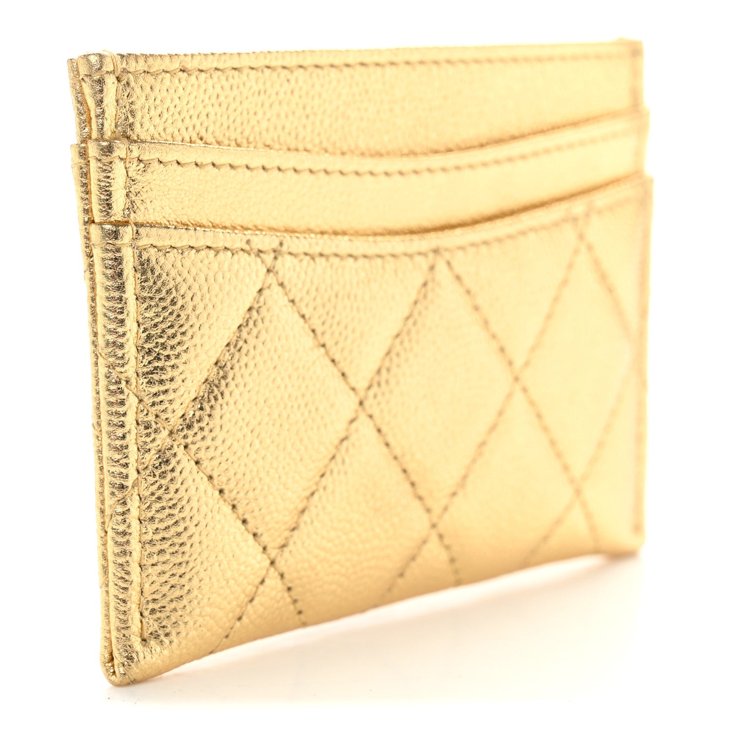Chanel Metallic Caviar Quilted Card Holder Gold 3 of 8