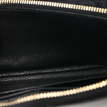 Saint Laurent Grain De Poudre Matelasse Chevron Monogram Zip Around Wallet Black 7 of 7