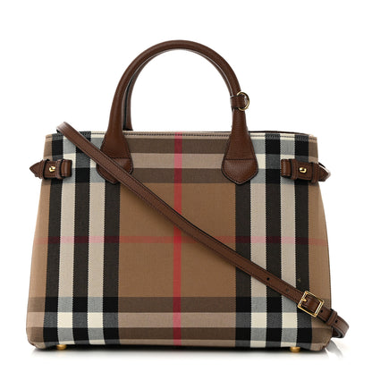 Burberry House Check Grainy Calfskin Medium Banner Tote Brown 1 of 16
