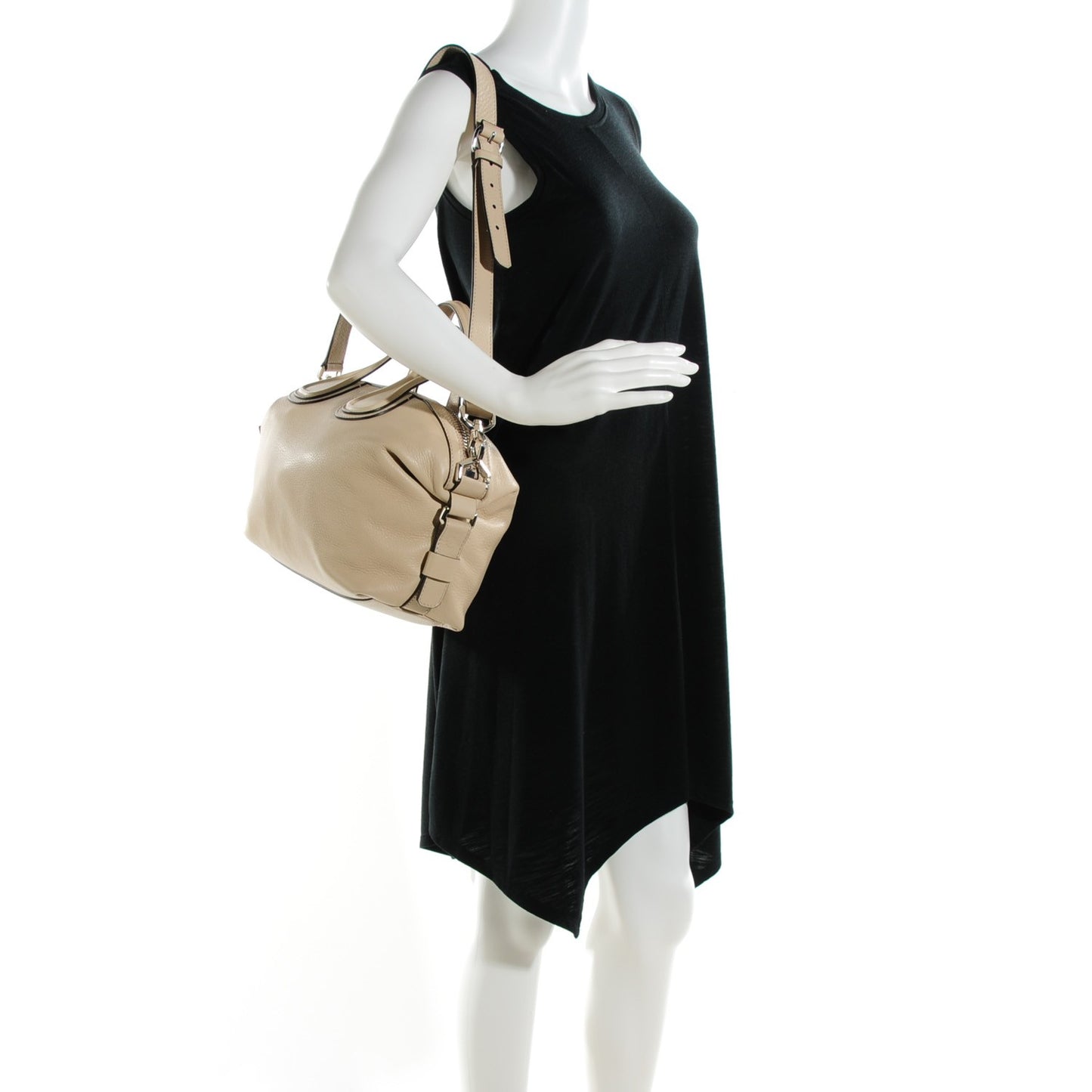 Waxy Grained Calfskin Small Nightingale Beige