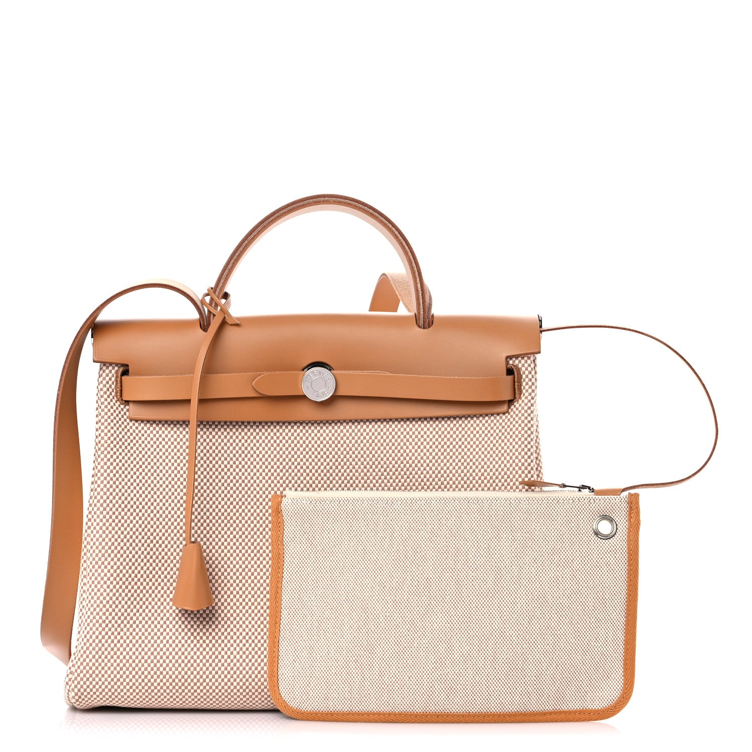 Hermes Vache Hunter Criss Viking Herbag Zip Retourne 31 PM Ecru Beige Naturel 1 of 11