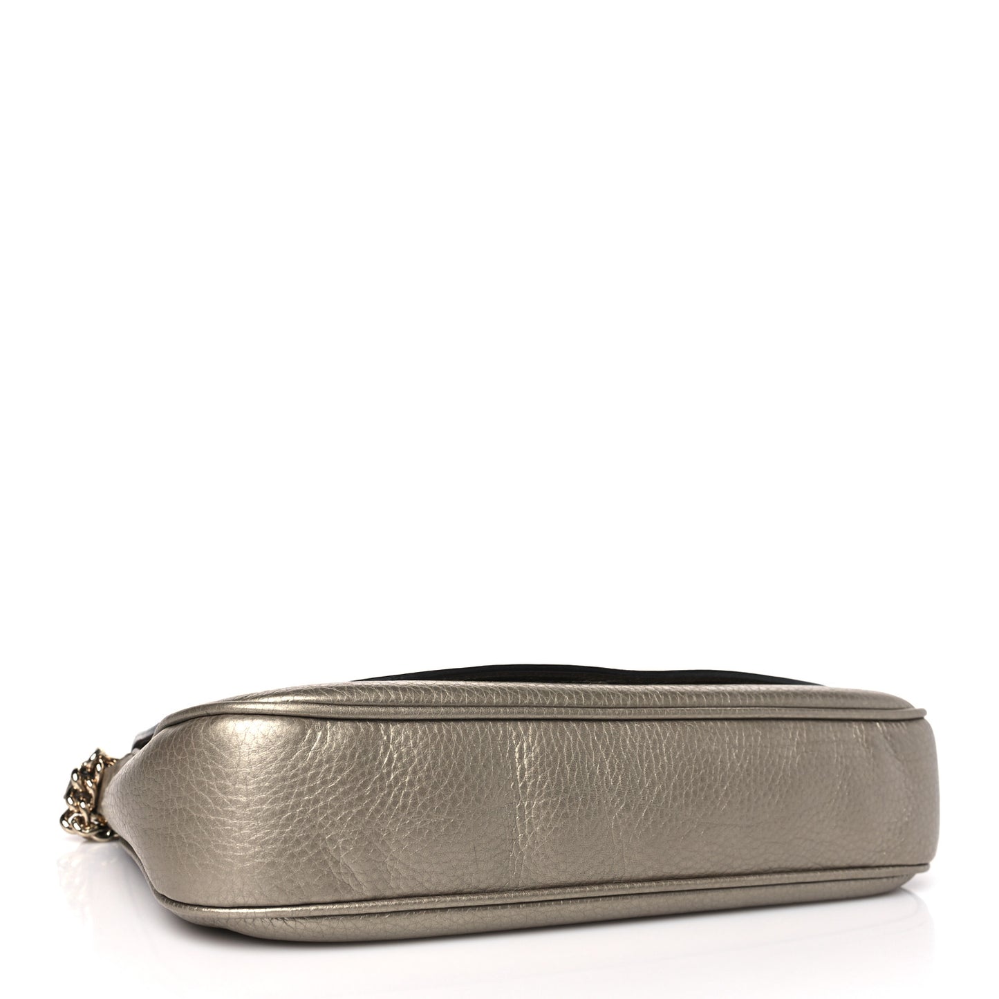 Metallic Pebbled Calfskin Medium Soho Flap Crossbody Golden Beige