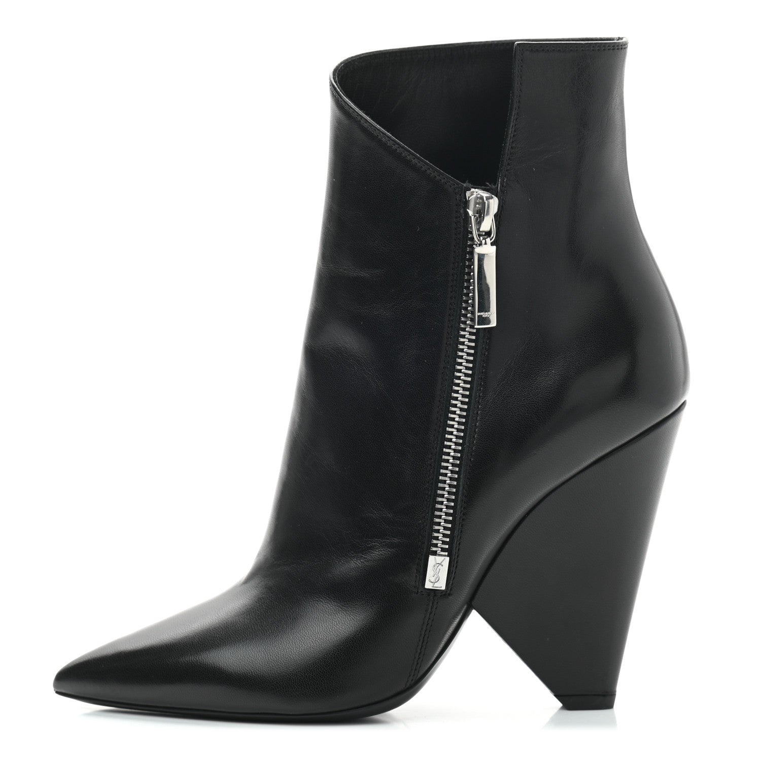 Saint Laurent Calfskin Niki 105 Wedge Booties 37 Black 1 of 7