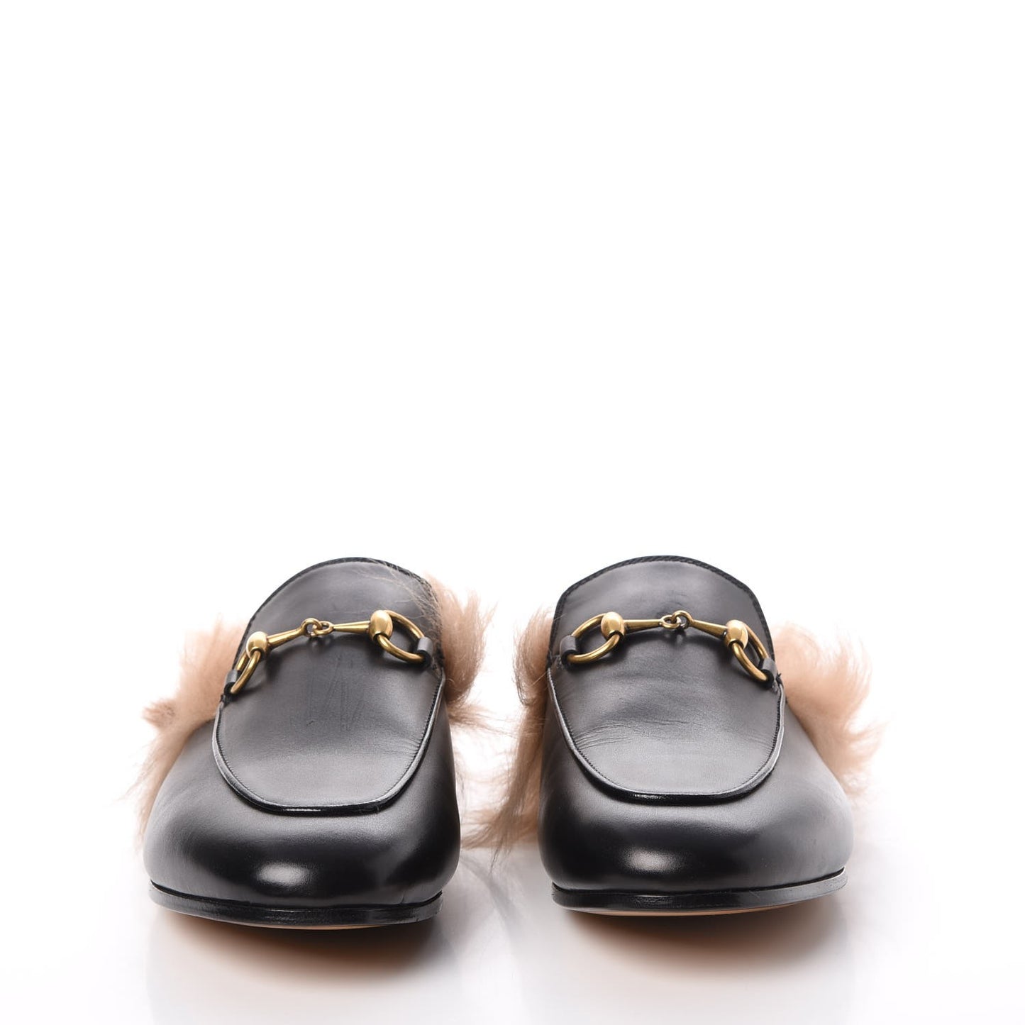 Calfskin Fur Womens Princetown Slippers 36.5 Black