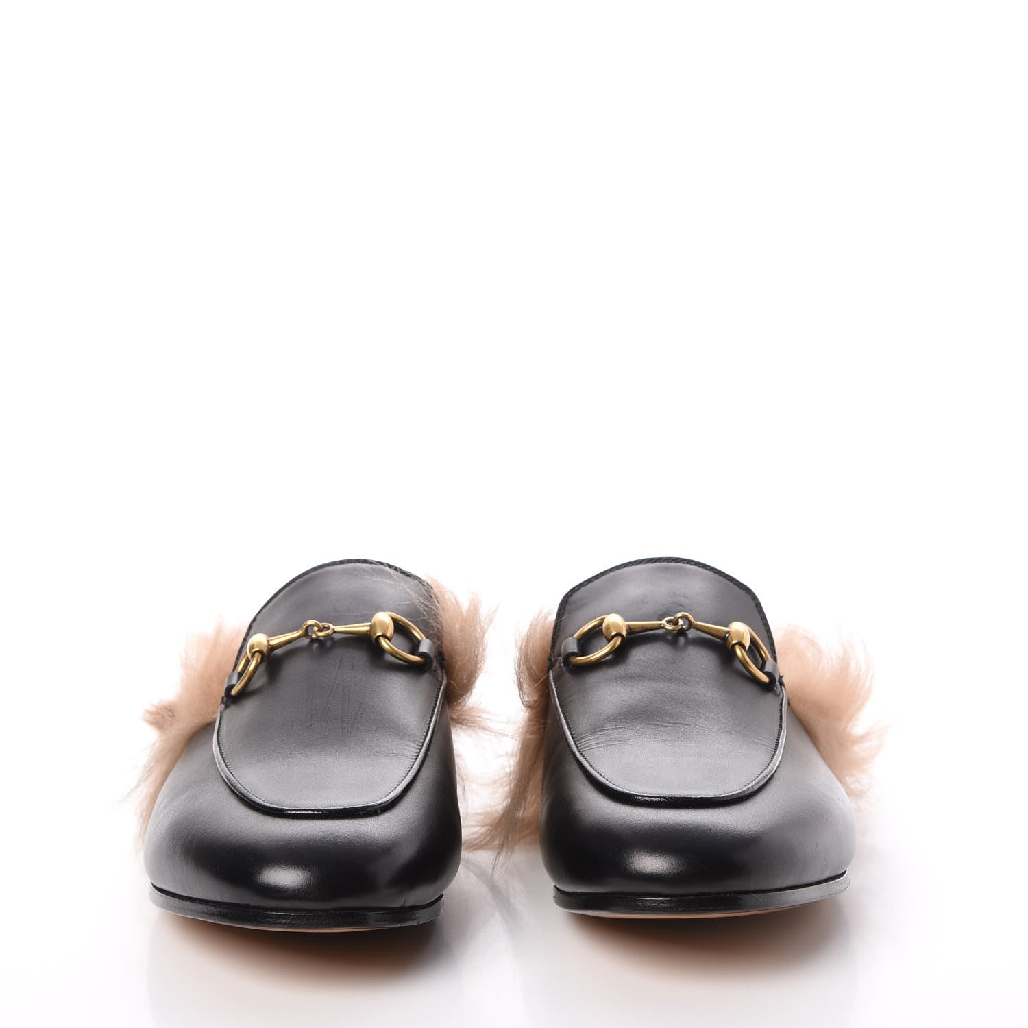 Gucci Calfskin Fur Womens Princetown Slippers 36.5 Black 3 of 8