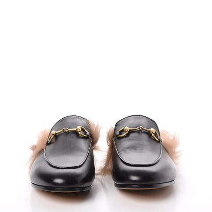 Gucci Calfskin Fur Womens Princetown Slippers 36.5 Black 3 of 8