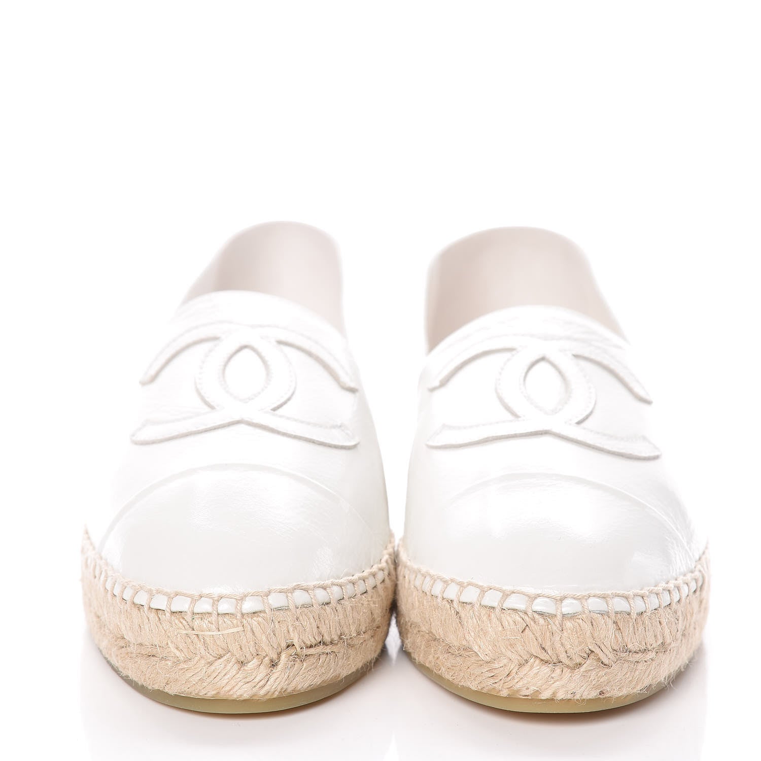 Chanel Distressed Patent CC Espadrilles 39 White 2 of 10