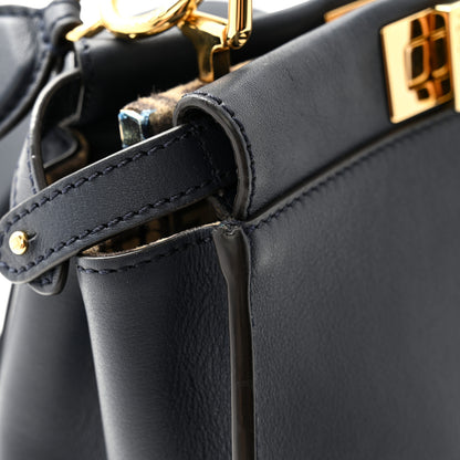 Fendi Vitello Seta Suede FF Mini Peekaboo Iconic Satchel Midnight Miel 14 of 14