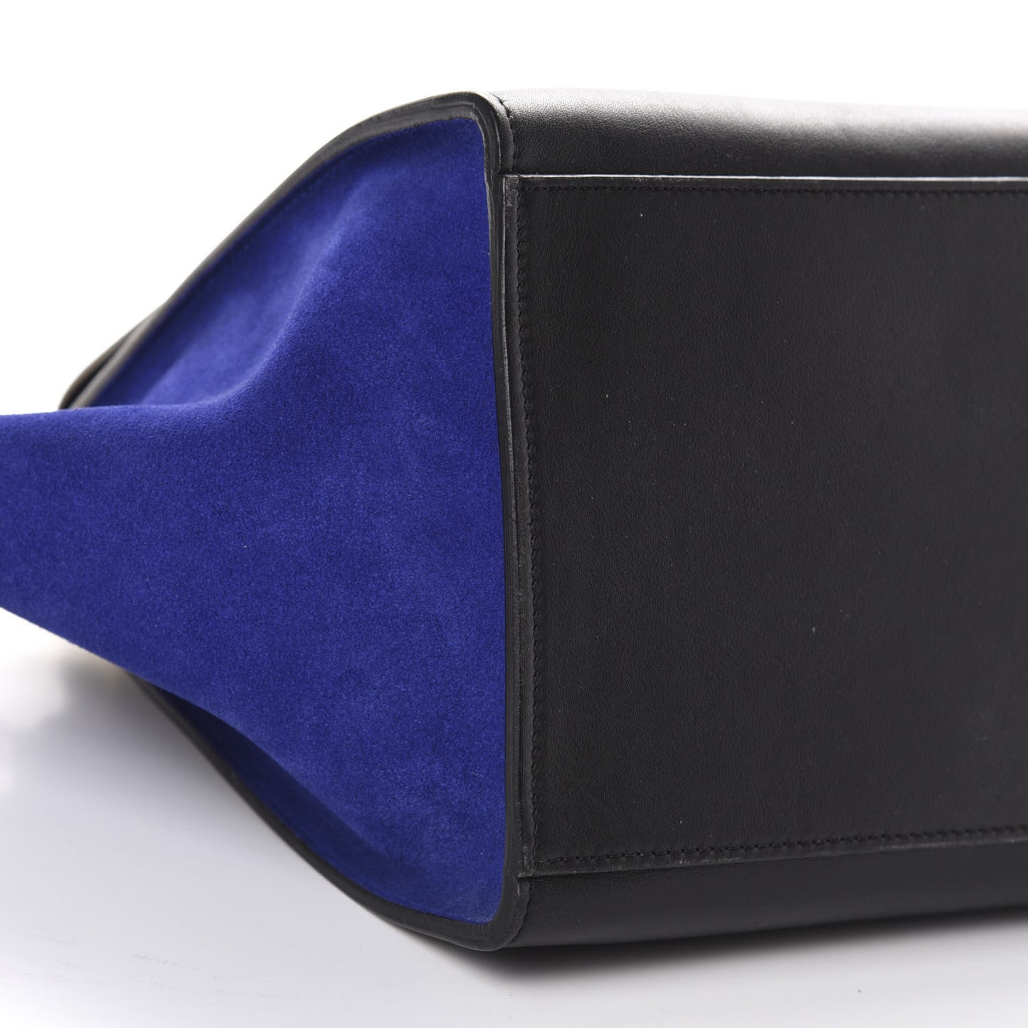 Smooth Calfskin Suede Small Tri-Color Trapeze Indigo