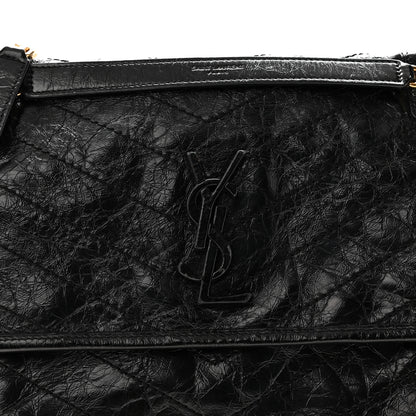 Saint Laurent Crinkled Calfskin Matelasse Monogram Medium Niki Chain Satchel Black 8 of 10