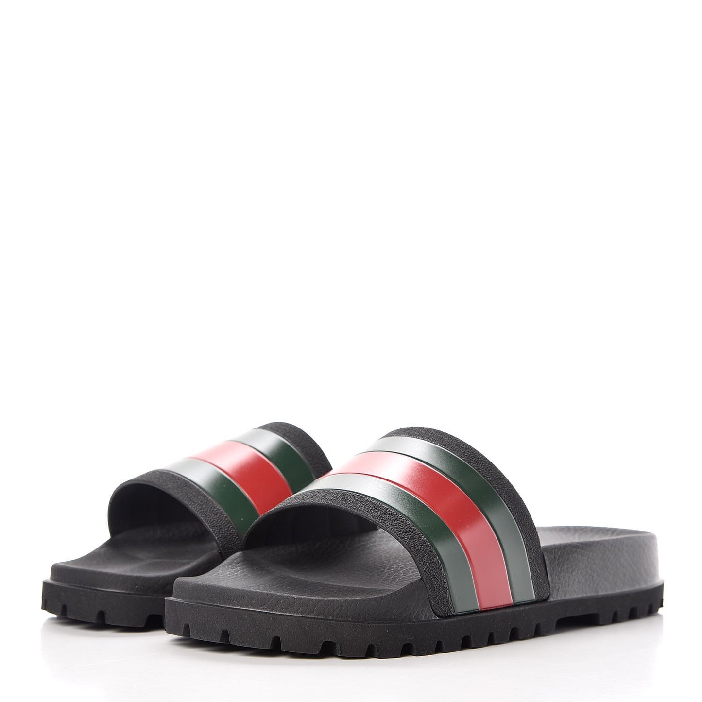 Rubber Web Mens Lug Sole Slide Sandals 11 Black Green Red