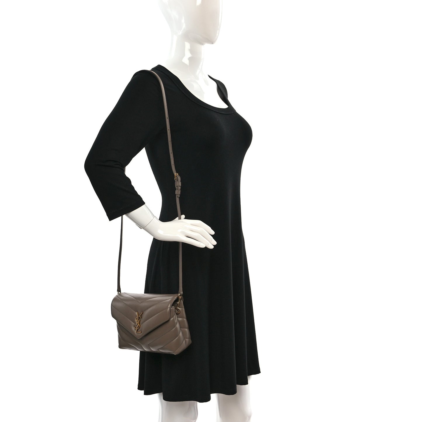 Calfskin Y Quilted Monogram Toy Loulou Crossbody Bag Taupe