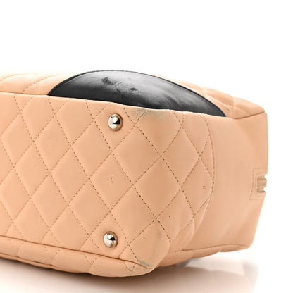 Chanel Calfskin Quilted Large Cambon Bowler Beige Black 10 of 18