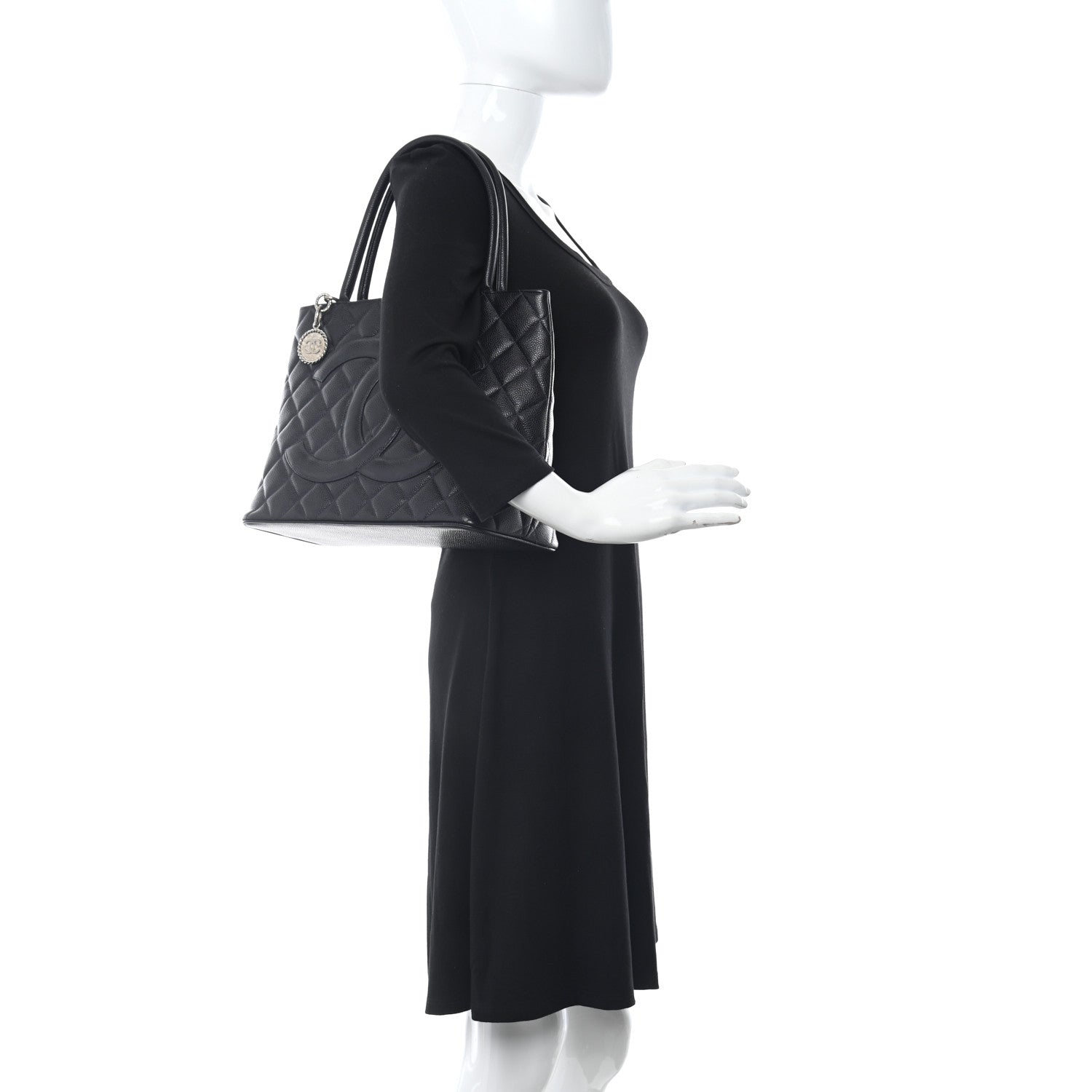 Chanel Caviar Quilted Medallion Tote Navy 2 of 12