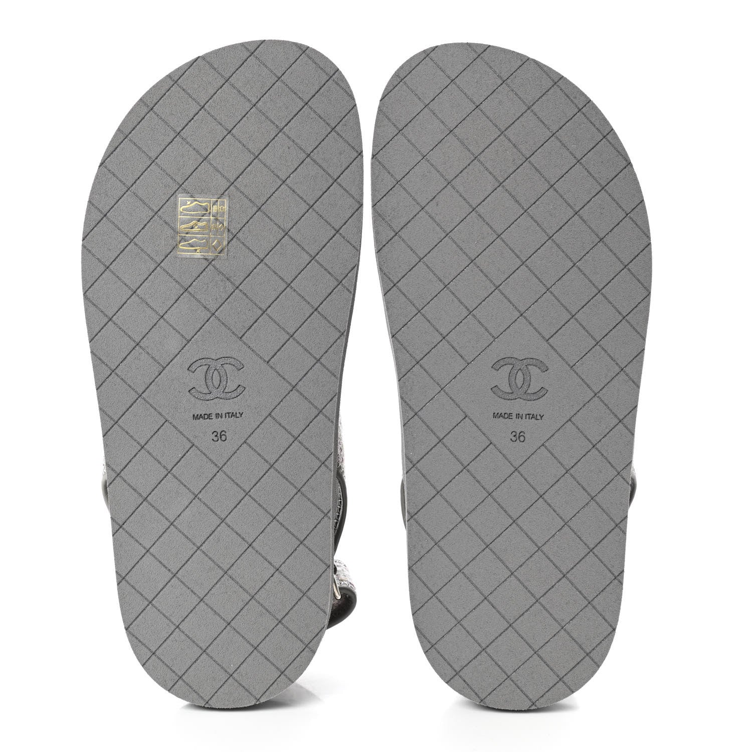Chanel Tweed Lambskin Dad Sandals 36 Gray Ecru Blue 5 of 8