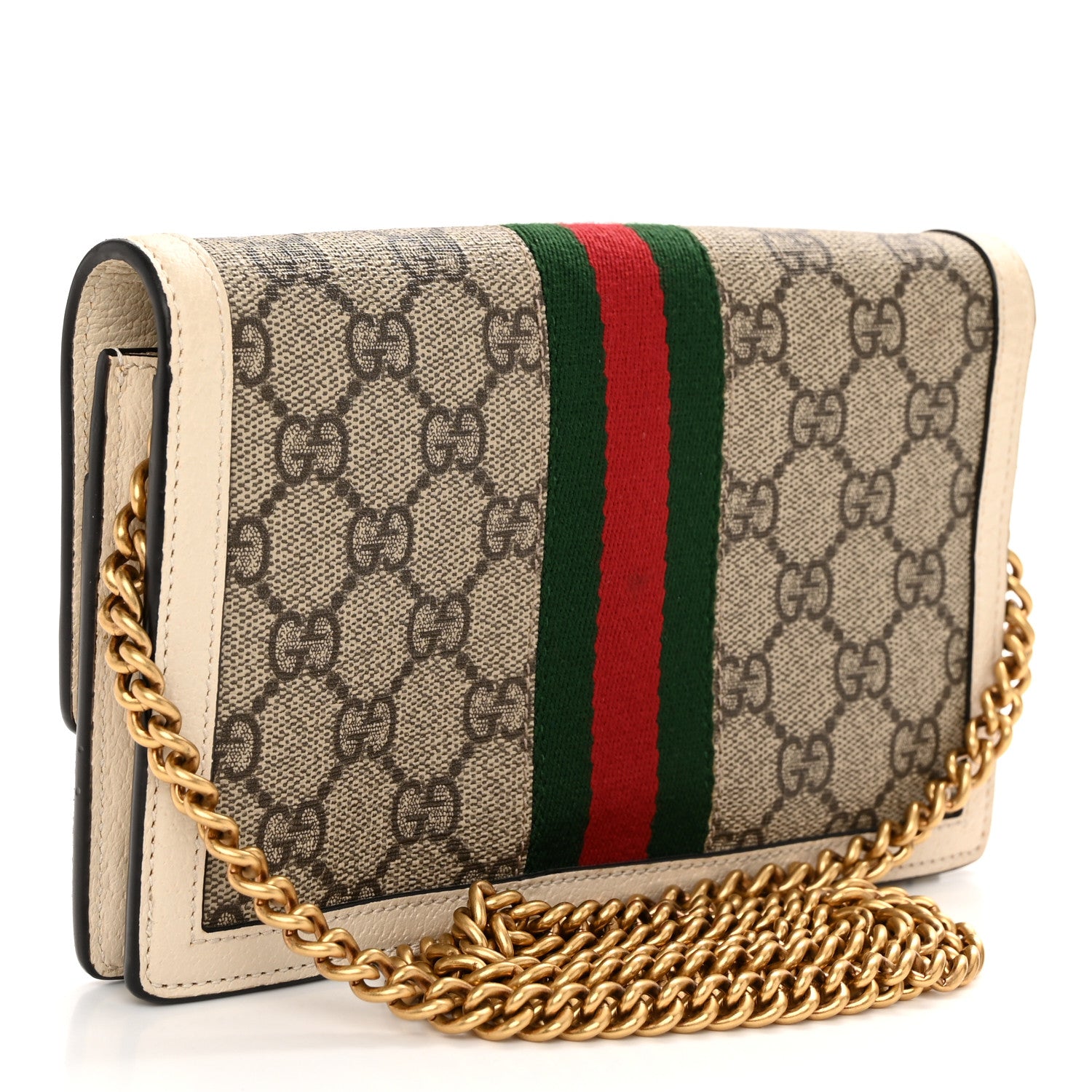 Gucci GG Supreme Monogram Web Queen Margaret Chain Wallet White 3 of 9