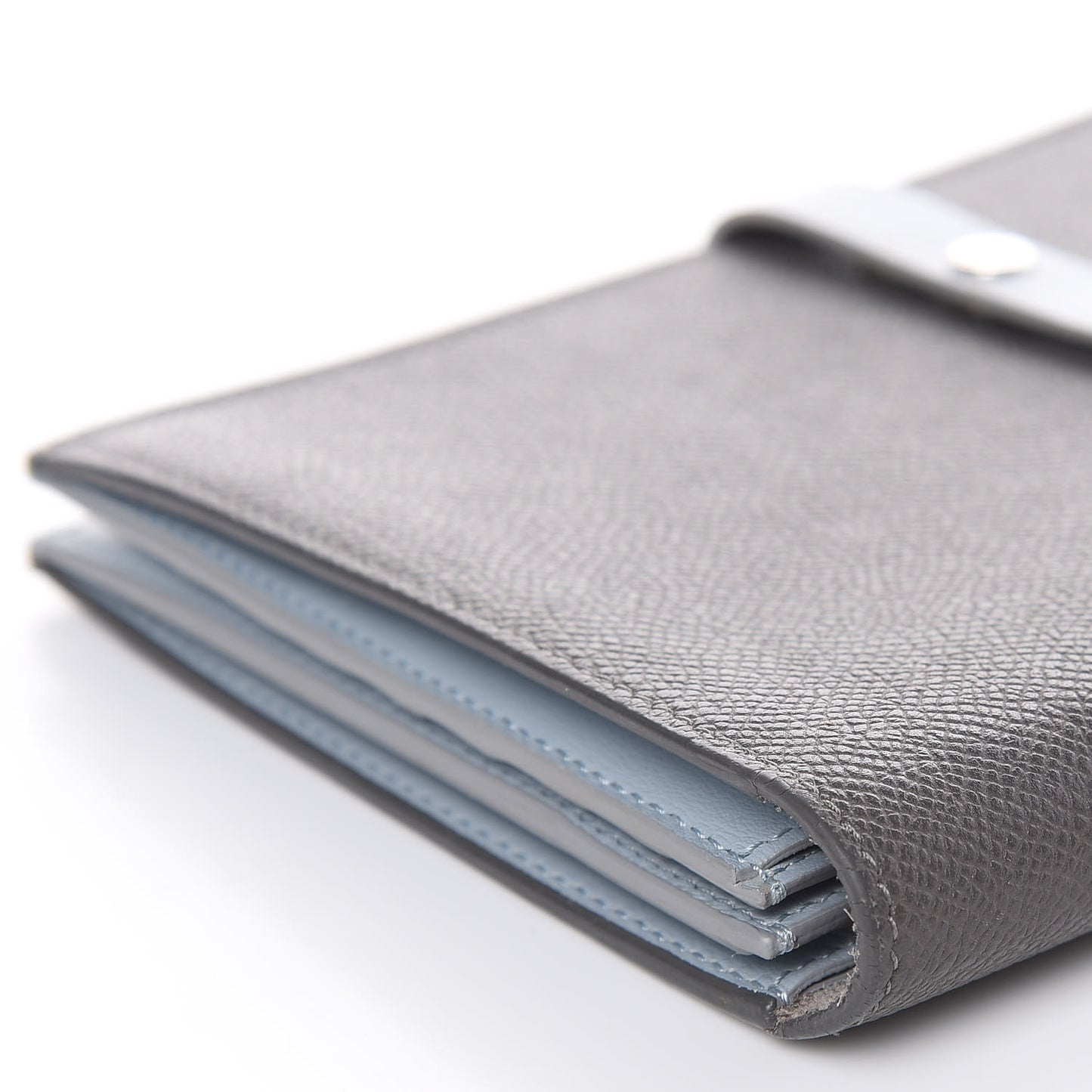 Grained Calfskin Large Multifunction Strap Wallet Pebble Mineral