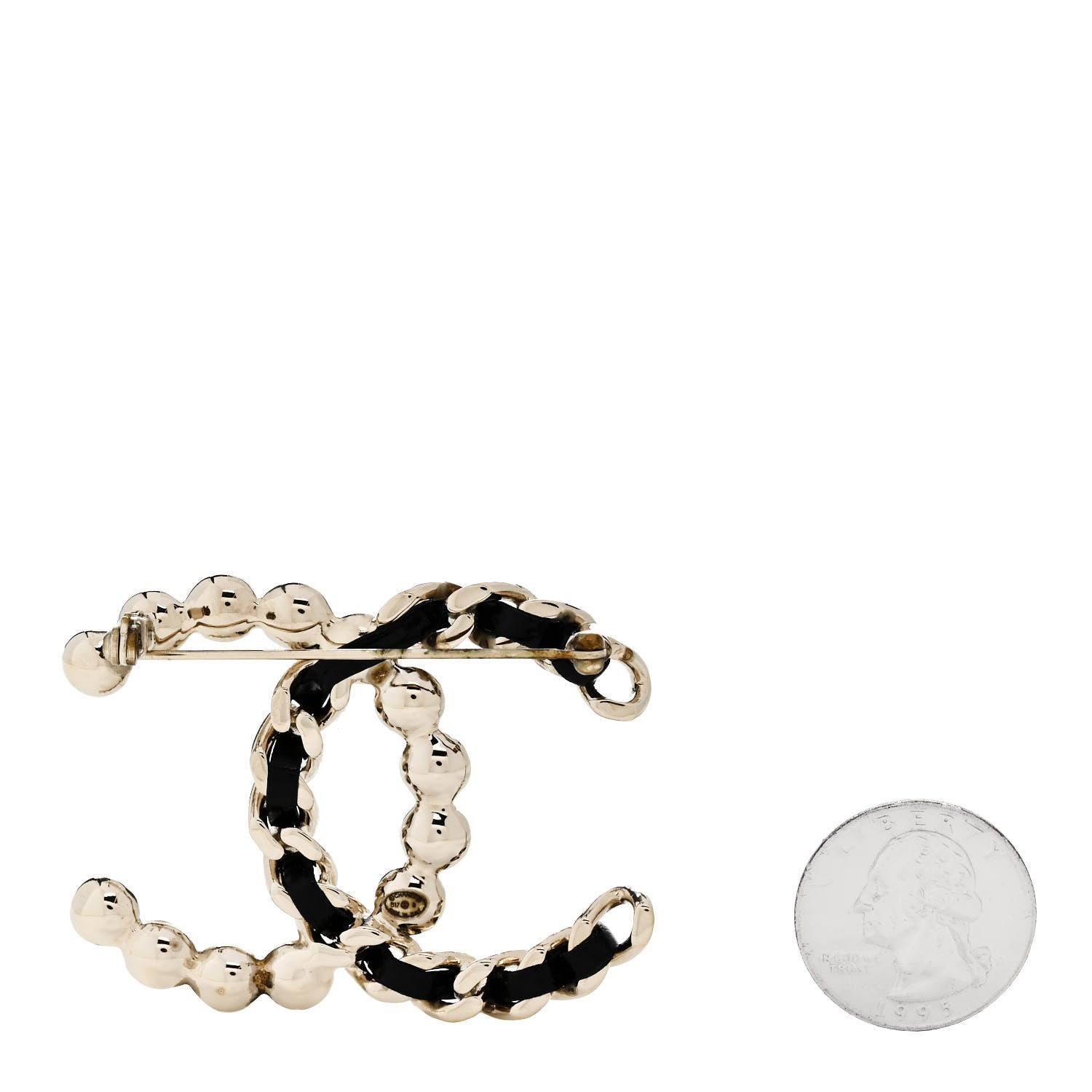 Chanel Lambskin Pearl CC Chain Brooch Black Gold 2 of 4