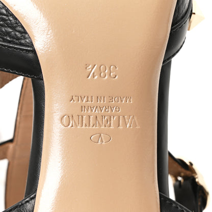Valentino Garavani Calfskin Nappa Rockstud Ankle Strap 65mm Pumps 38.5 Black Poudre 7 of 9