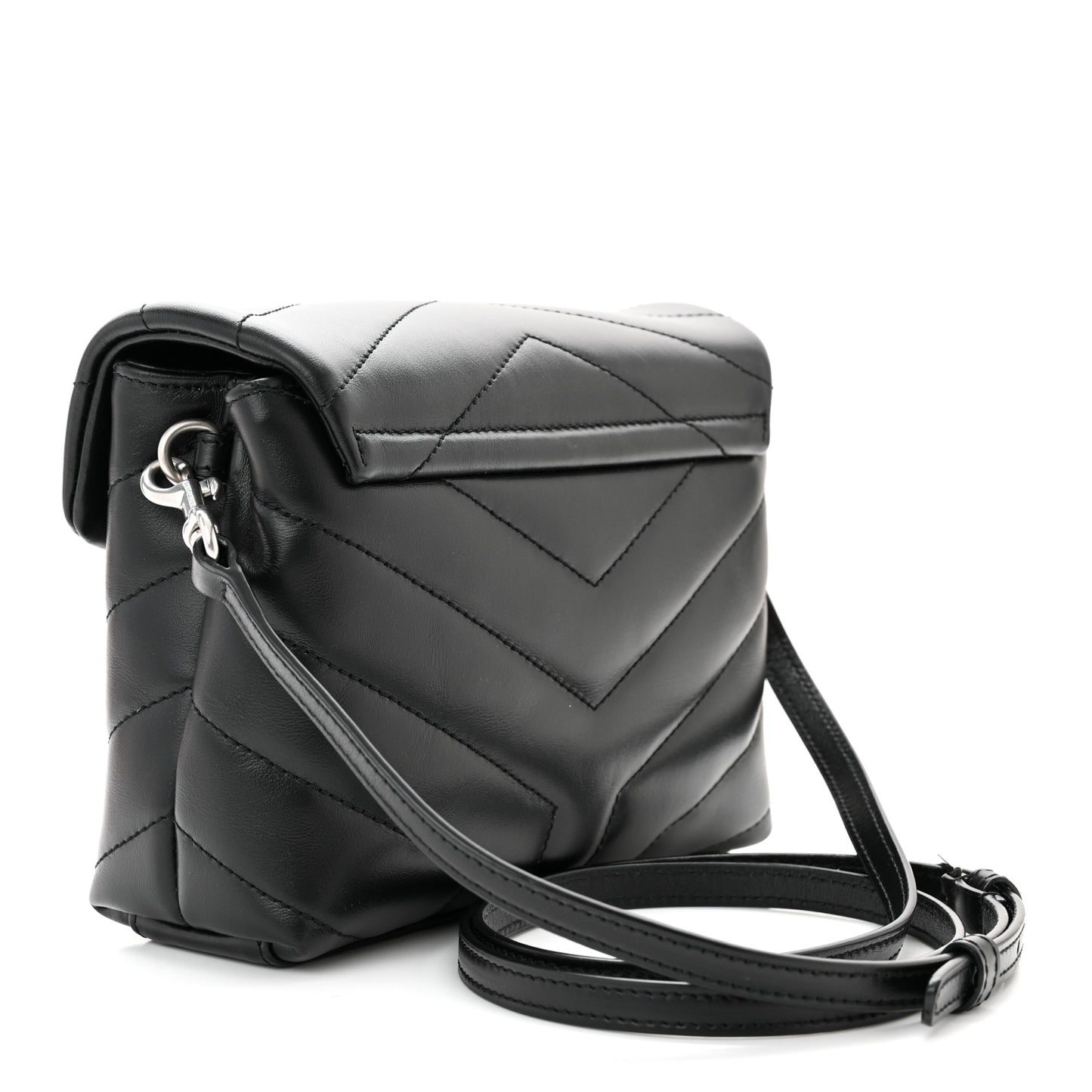 Calfskin Y Quilted Monogram Toy Loulou Crossbody Bag Black