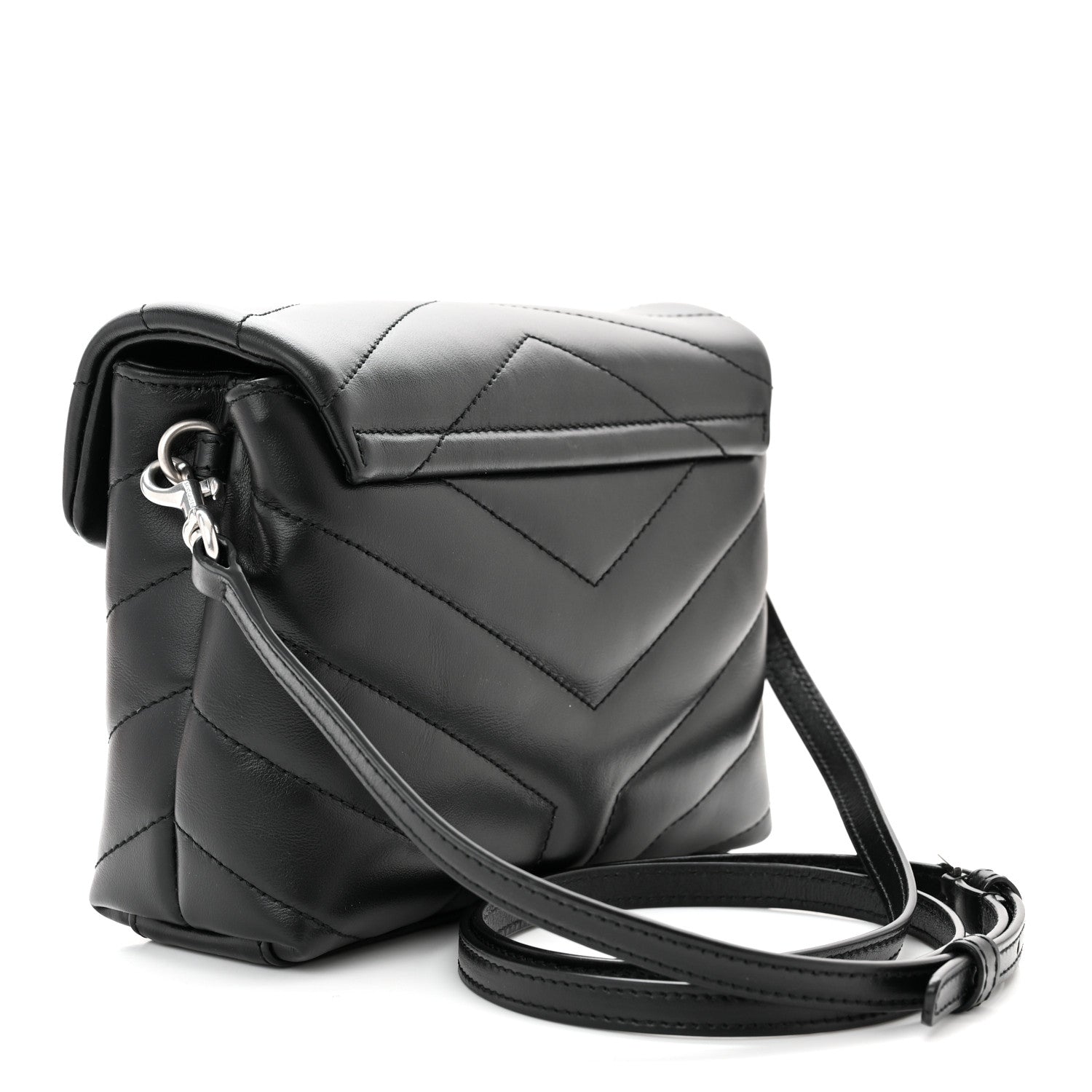 Saint Laurent Calfskin Y Quilted Monogram Toy Loulou Crossbody Bag Black 3 of 10