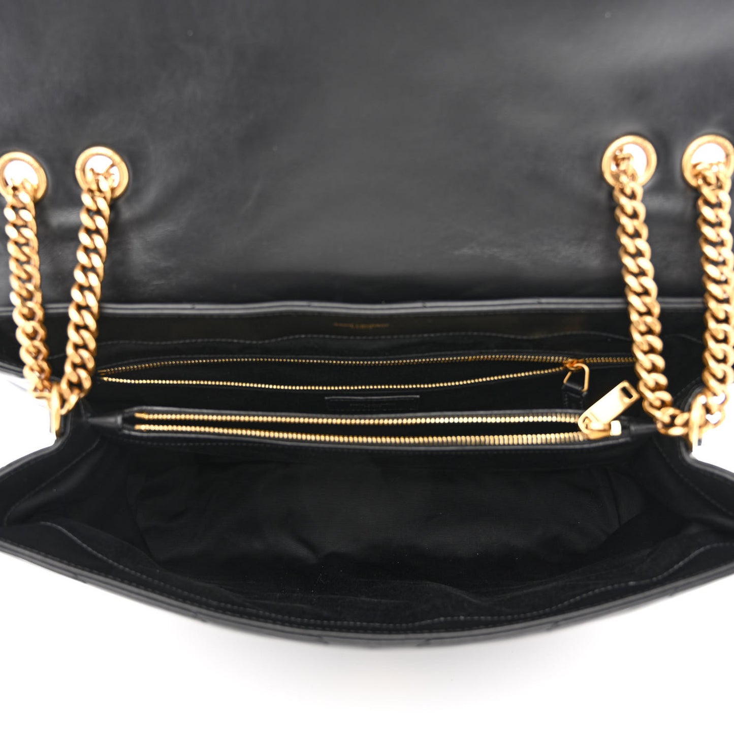 Calfskin Y Quilted Monogram Large Loulou Chain Satchel Black