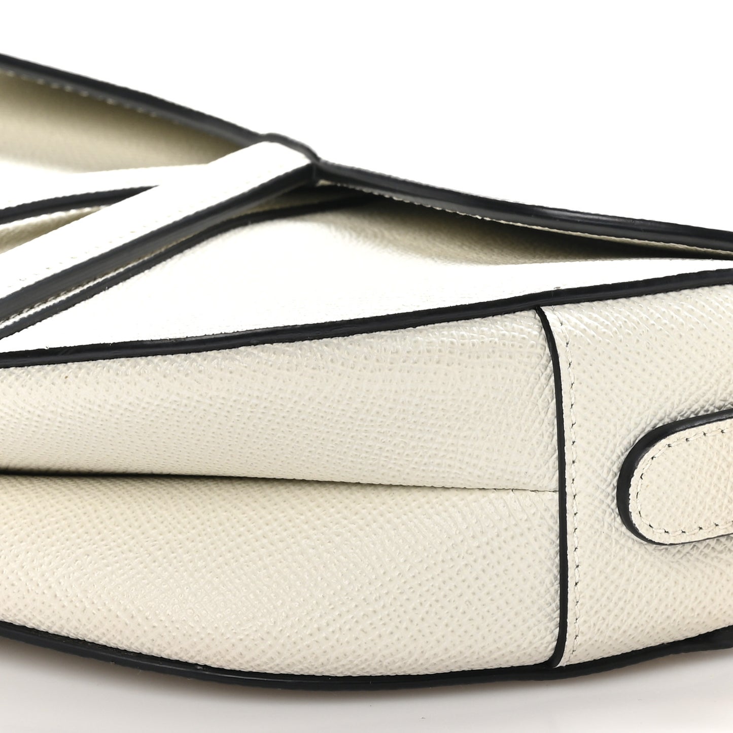 Grained Calfskin Saddle Bag White