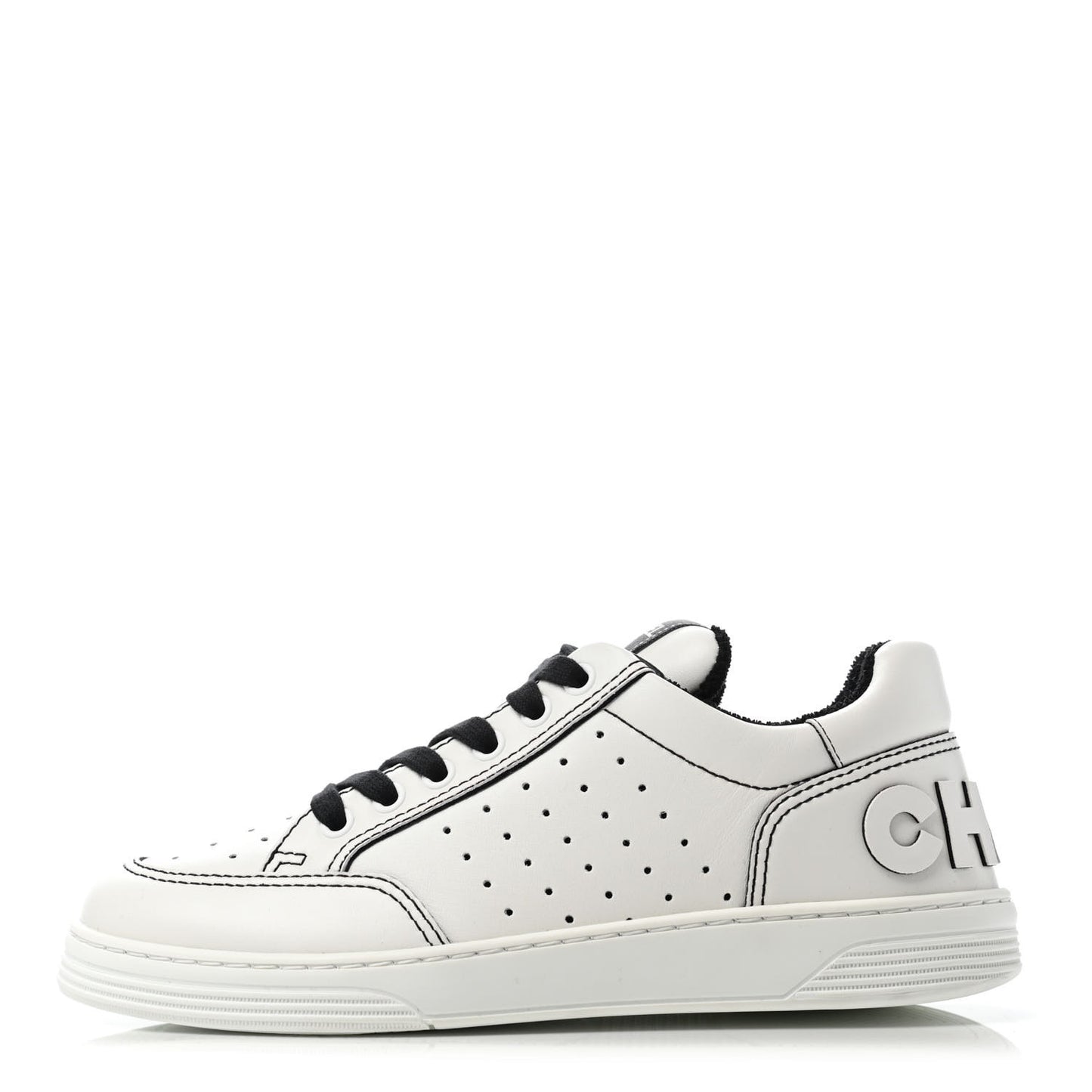 Calfskin Womens Logo Sneakers 37 White Black