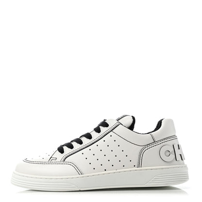 Chanel Calfskin Womens Logo Sneakers 37 White Black 1 of 4