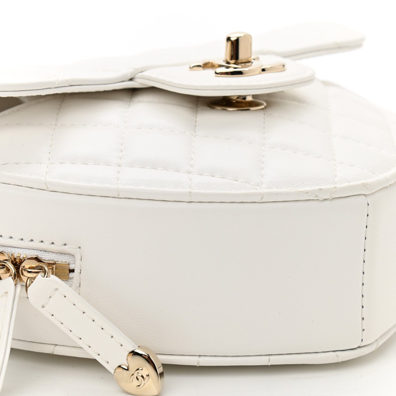 Chanel Lambskin Quilted CC In Love Heart Bag White 9 of 10