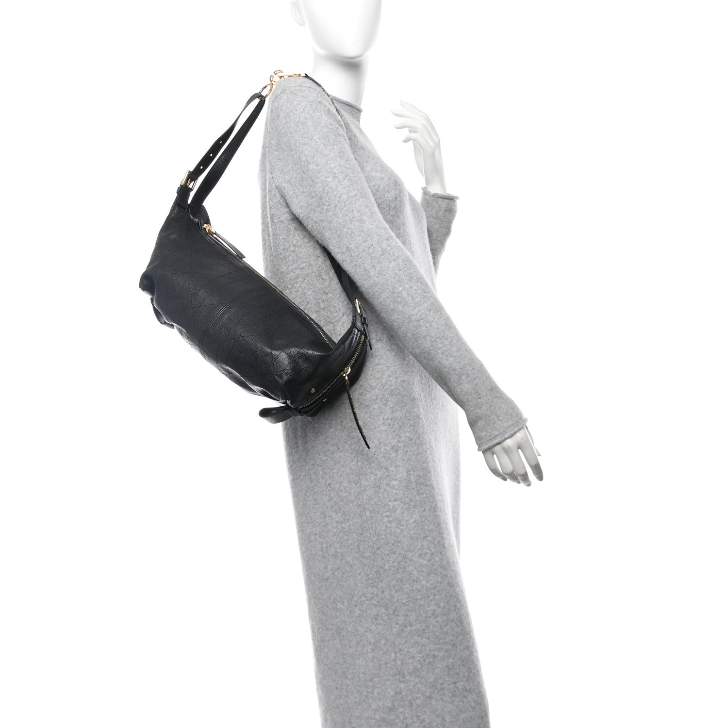 Christian Dior Shiny Grained Calfskin Macrocannage Medium D-Journey Bag Black 2 of 10