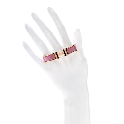 Hermes Enamel Narrow Clic Clac H Bracelet PM Rose Patch 2 of 5