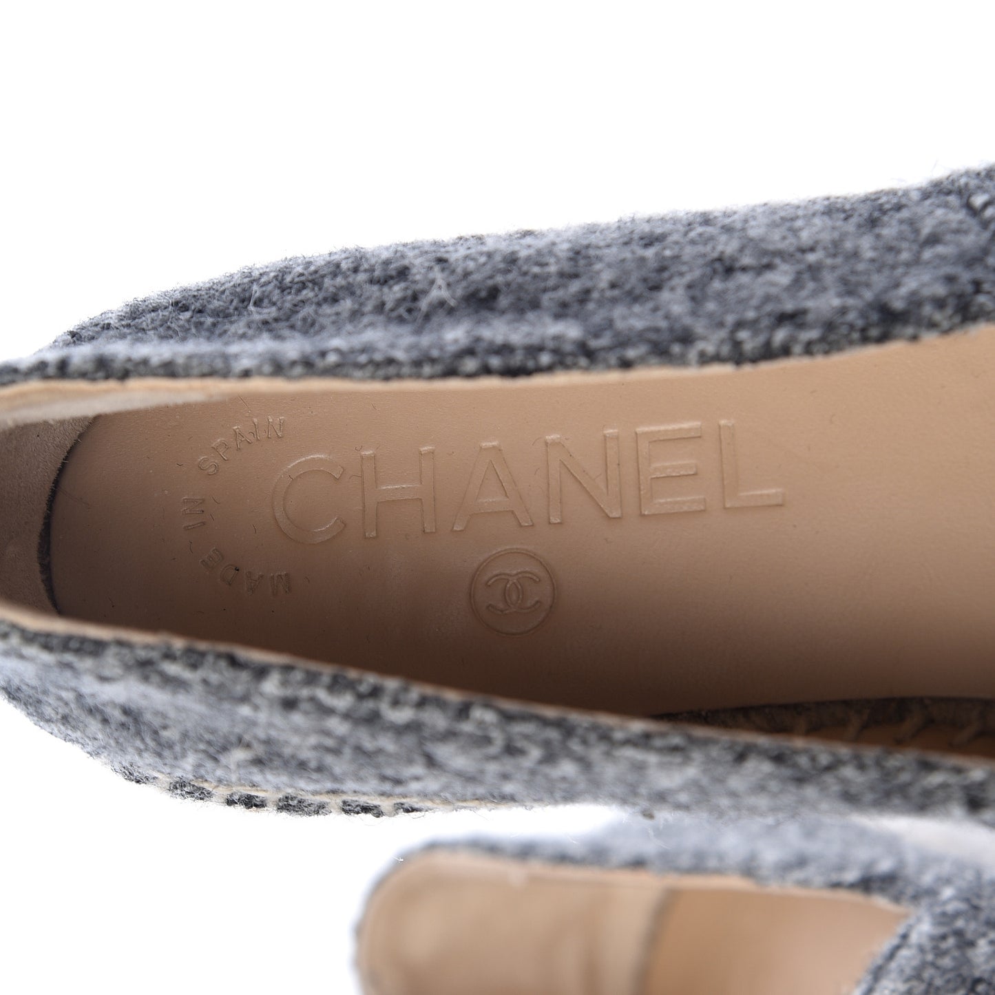 Tweed Velvet CC Espadrilles 36 Grey Black