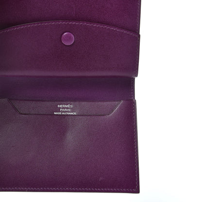 Hermes Tadelakt Lizard Bearn Card Holder Wallet Violet Bleu Petrole 5 of 6