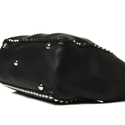 Valentino Garavani Pebbled Calfskin Medium Rockstud Tote Black 10 of 14