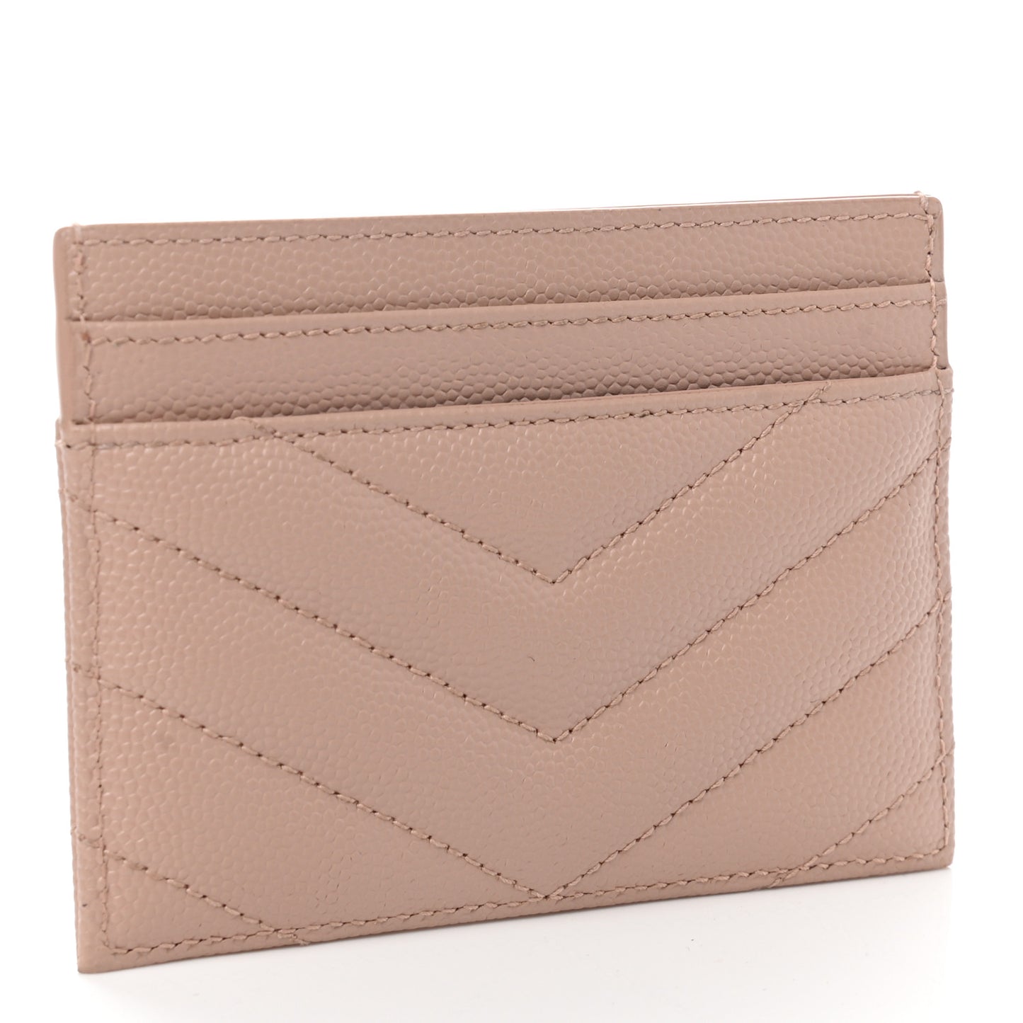 Grain De Poudre Matelasse Chevron Monogram Credit Card Case Pale Pink