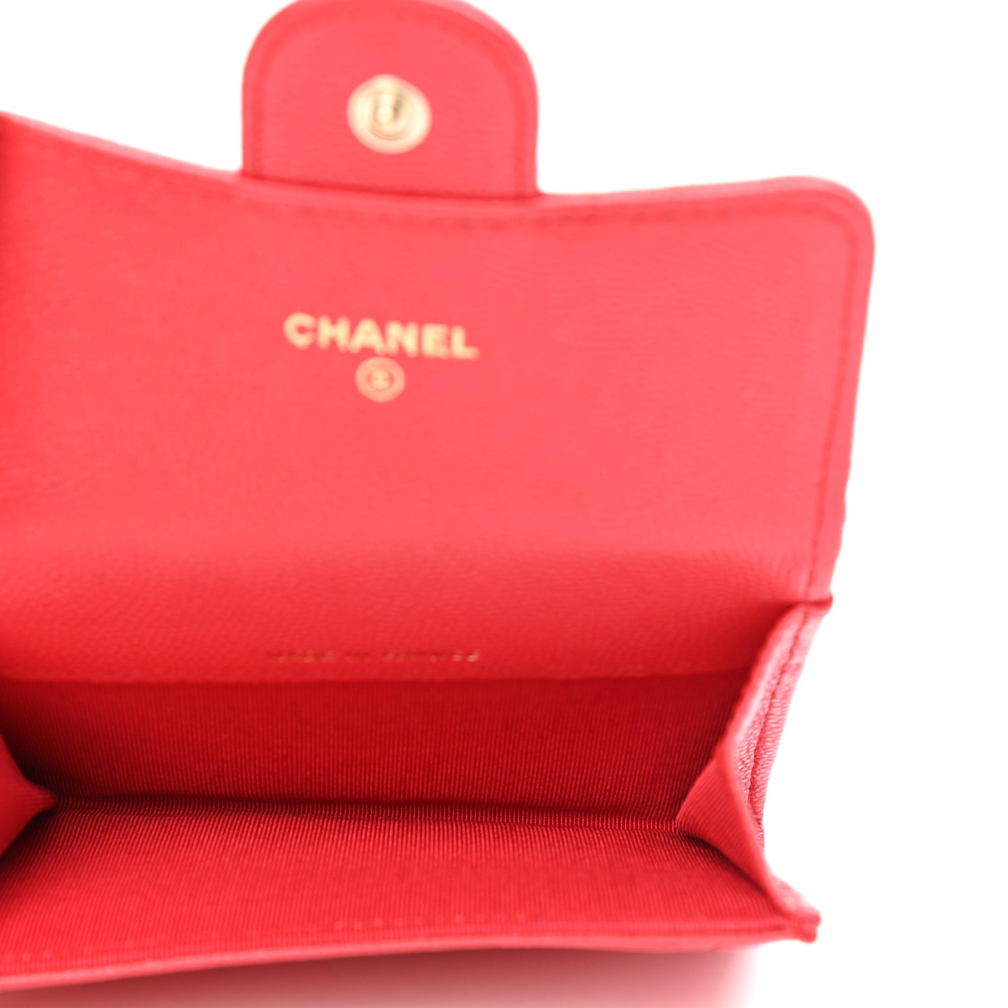 Caviar Quilted Flap Card Holder Wallet Red