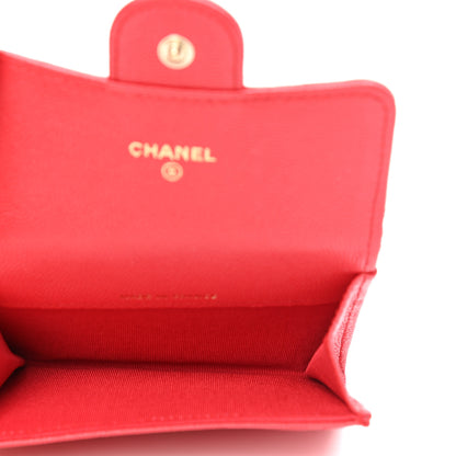 Chanel Caviar Quilted Flap Card Holder Wallet Red 5 of 9