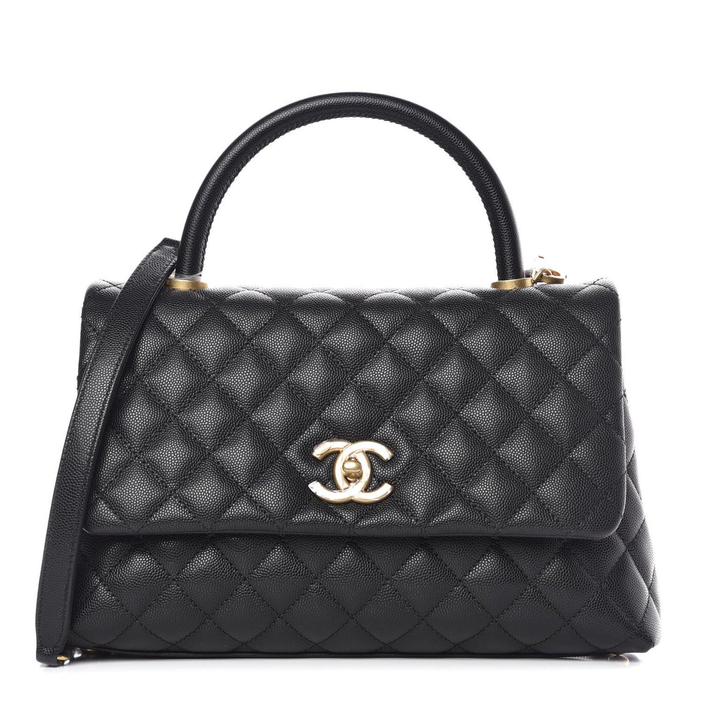 Caviar Quilted Small Coco Handle Flap Black